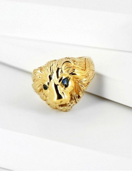 Bague tête de lion pour homme en or 18 carats (750/1000è) • Ovation Bijoux