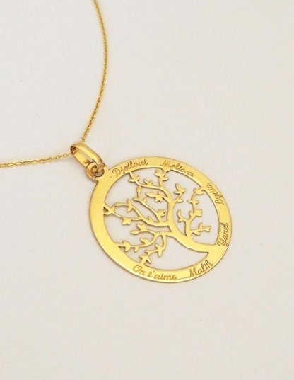 Collier arbre de vie avec prénoms or