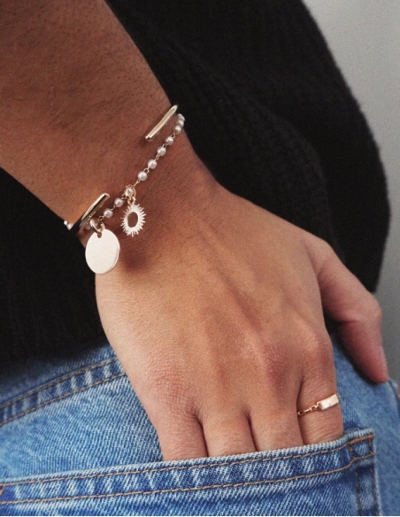 Bracelet grands maillons épais plaqué or rose - L'Atelier d'Amaya