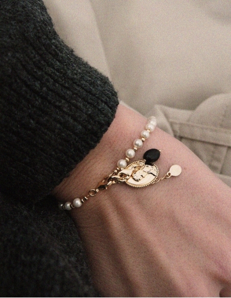 Bracelet avec perles en plaqué or • Ovation Bijoux