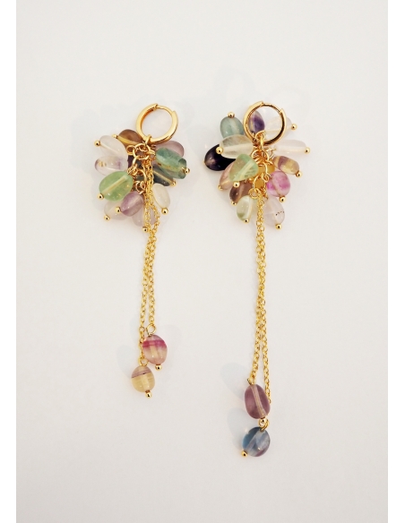 Boucles d'oreilles pendantes avec pierres naturelles • Ovation Bijoux