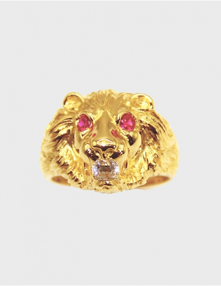 Chevalière tête de lion or 18k • Ovation Bijoux