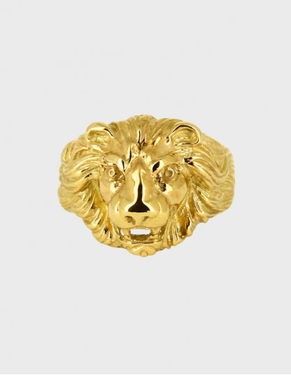 Chevalière tête de lion en or 18k