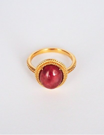 Bague rhodonite pierre rose et dorée pour femme