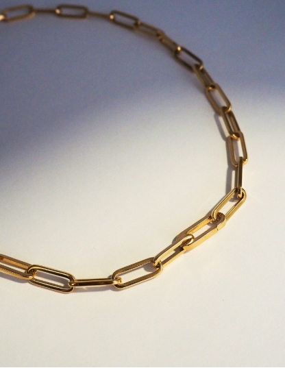 Collier à grosses mailles dorées à l'or 18k