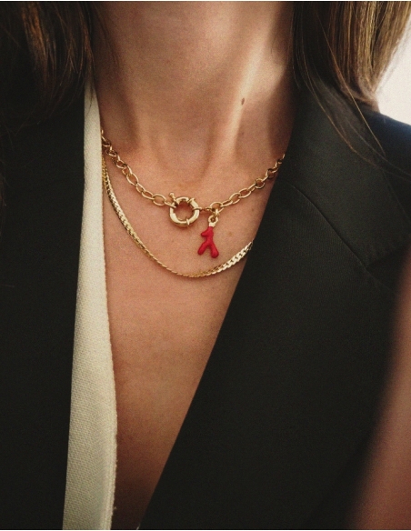 Collier corail rouge femme et or • Ovation Bijoux