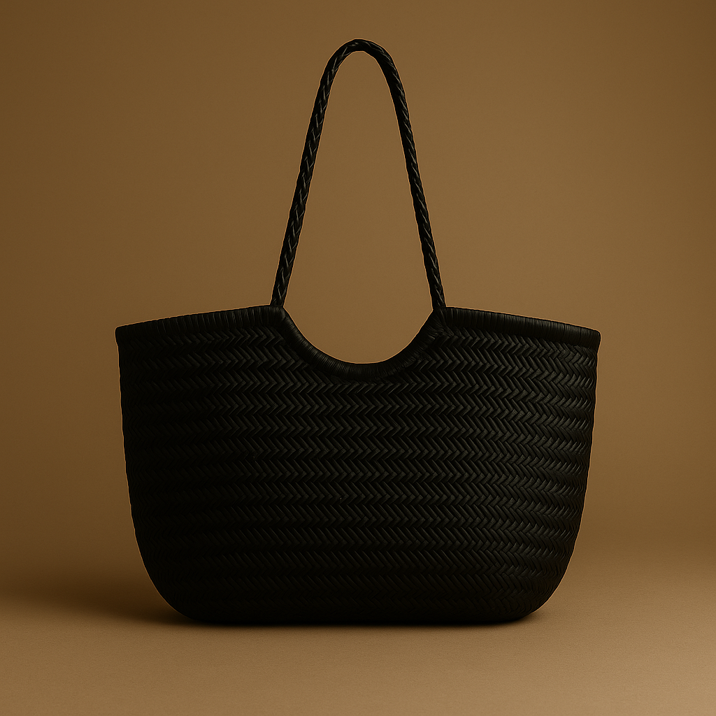 Sac Enora tressé noir – cabas élégant Ovation Bijoux