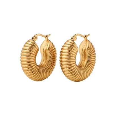 Boucles d’oreilles goutte minimalistes en acier PVD doré • Naïa