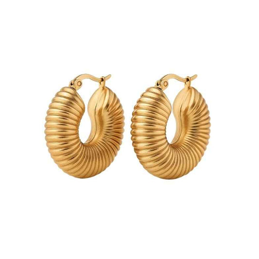 Boucles d’oreilles goutte minimalistes en acier PVD doré • Naïa