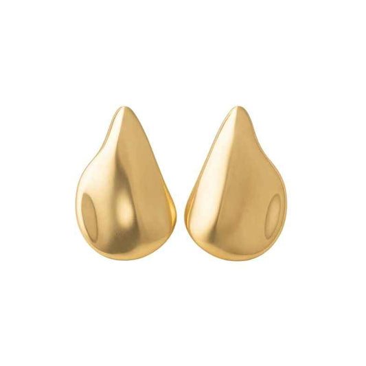 Boucles d’oreilles rondes martelées en acier PVD doré • Thalia