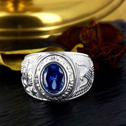 Bague universitaire argent 925 • Marin