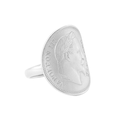 Bague Napoléon 3 louis d'or argent massif femme bague tuile bague piece femme