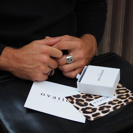 Bague homme 2 initiales en argent
