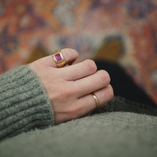 Bague petit doigt femme pierre rose