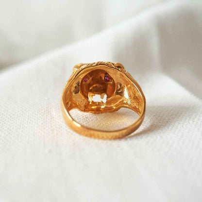 Bague tête de lion or 9k • Greik