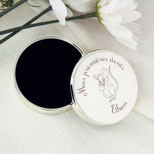 Boîte à dents de lait personnalisée en plaqué argent • Ourson