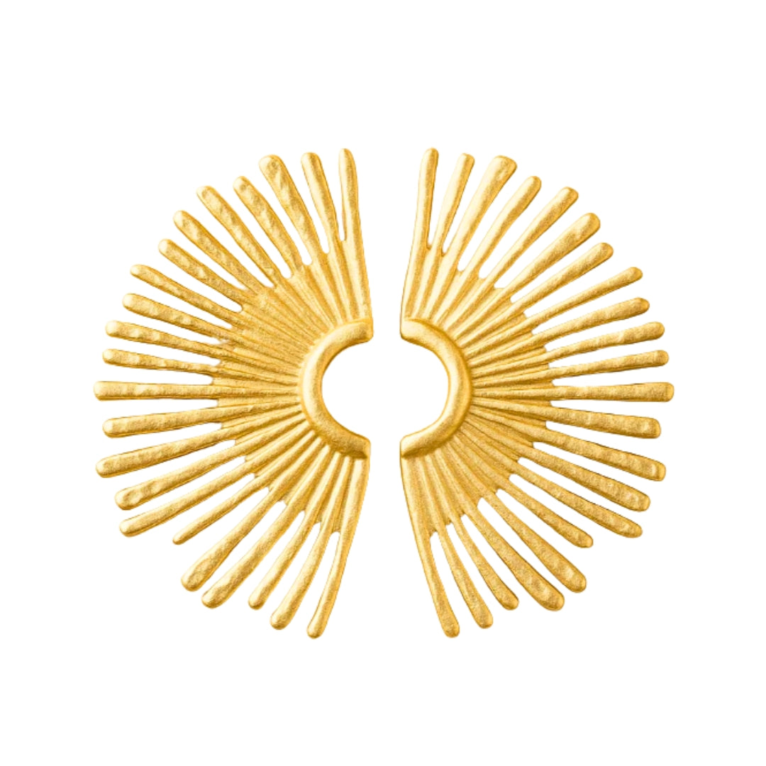 Boucles d’oreilles éventail en acier PVD doré • Romy