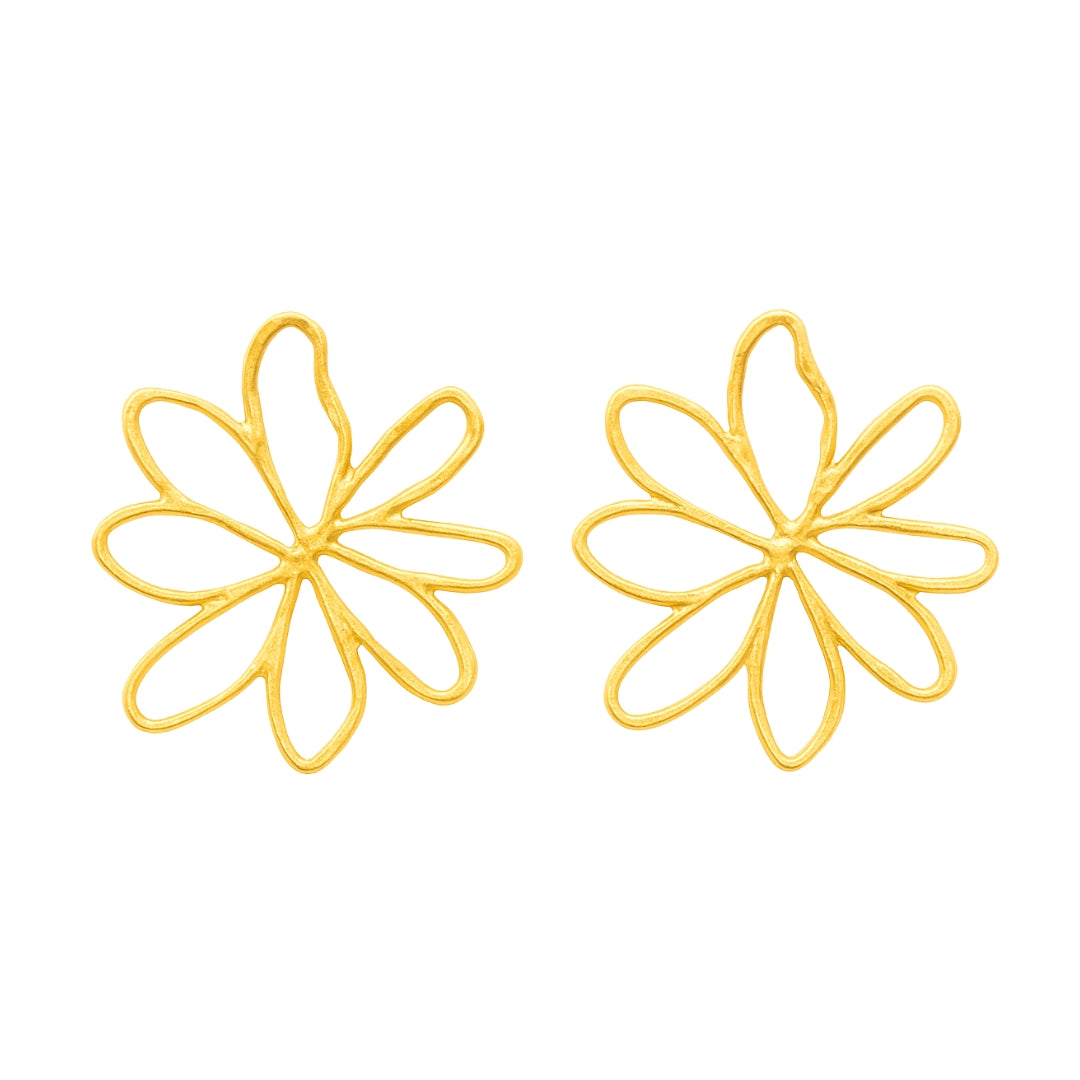 Boucles d’oreilles fleur ajourée en acier PVD doré • Naëlle
