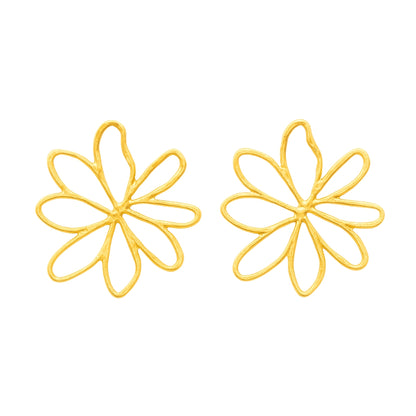 Boucles d’oreilles fleur ajourée en acier PVD doré • Naëlle