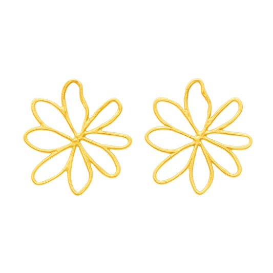 Boucles d’oreilles fleur ajourée en acier PVD doré • Naëlle