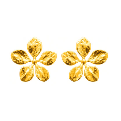 Boucles d’oreilles fleur en acier PVD doré • Alizée