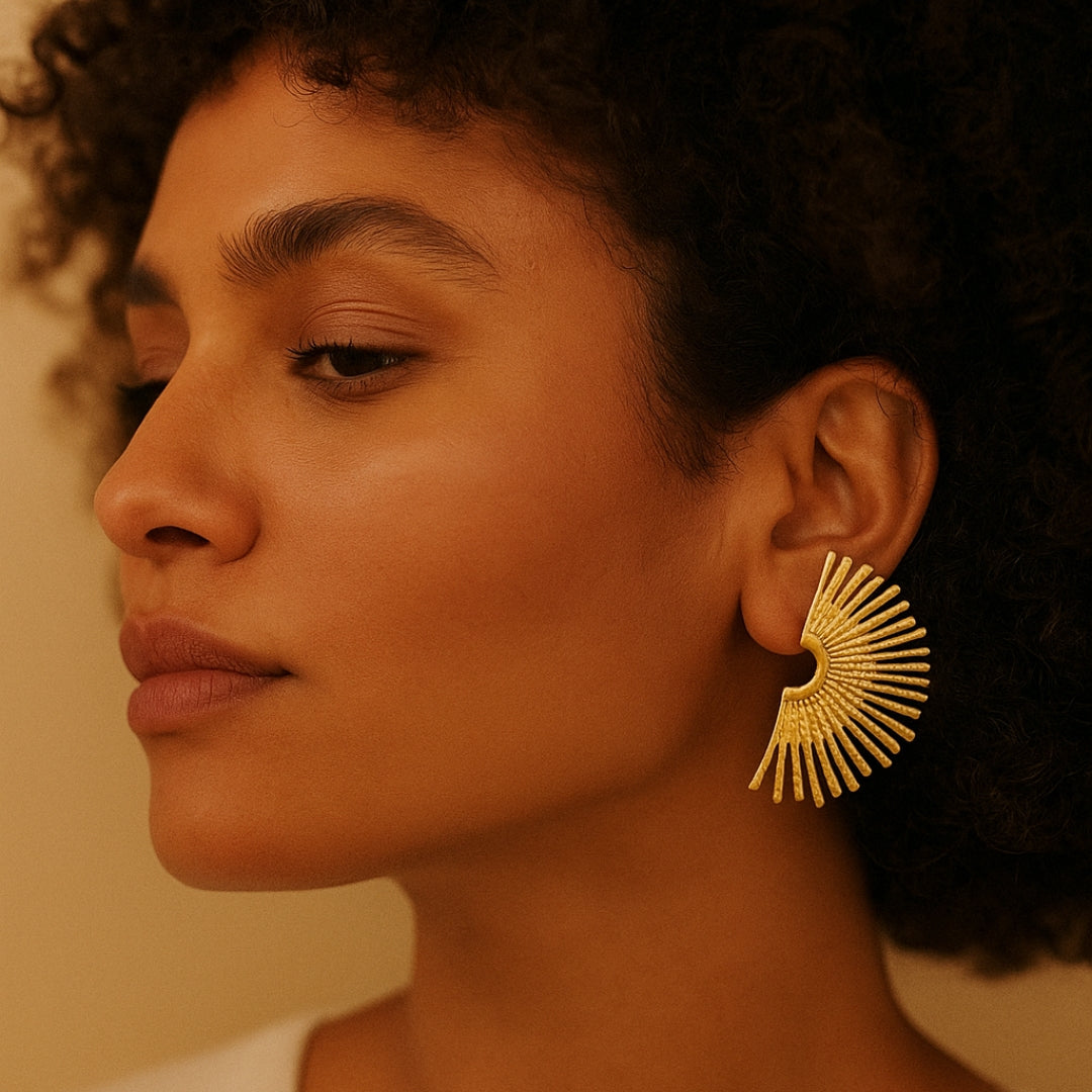 Boucles d'oreilles éventail solaire