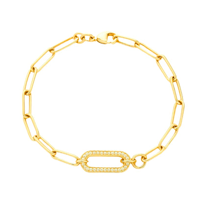 Bracelet Iséa en plaqué or 18k – maillon central pavé Ovation Bijoux