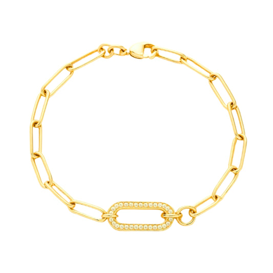 Bracelet Iséa en plaqué or 18k – maillon central pavé Ovation Bijoux