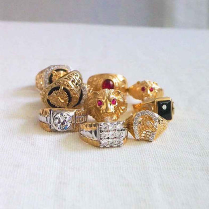 Bague tête de lion or 9k • Greik