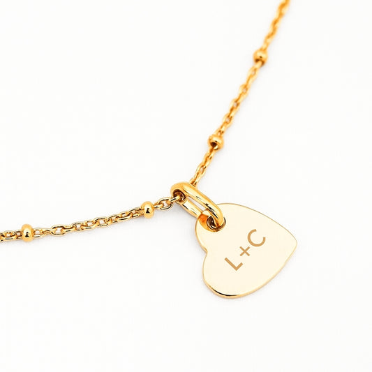Collier pendentif coeur en plaqué or 18 carats à personnaliser