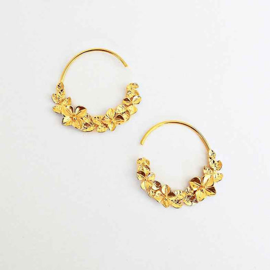 Créoles fleurs dorées à l'or 18 carats • Flora
