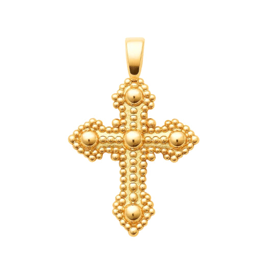 Pendentif croix texturée plaqué or 18k • Amara 