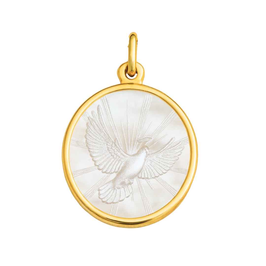 Médaille colombe nacre et or 18 carats • Birdy