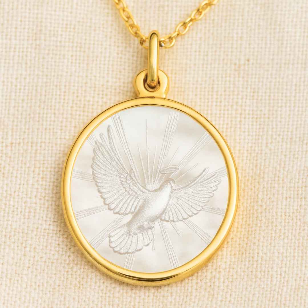 Médaille colombe nacre et or 18 carats • Birdy