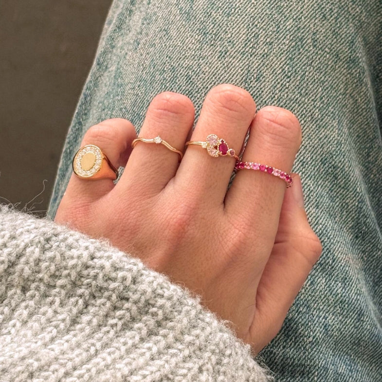 Bague fine plaqué or 18k zircon • Léa