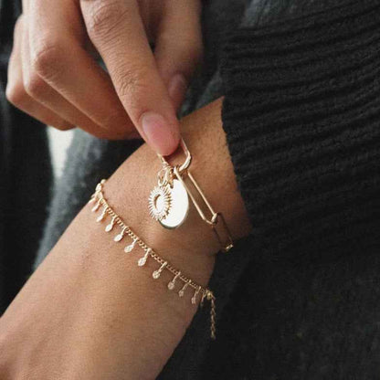 Bracelet médaille personnalisée plaqué or 18 carats • Lily