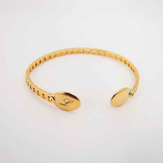 Jonc réglable personnalisé plaqué or 18 carats • Gossip