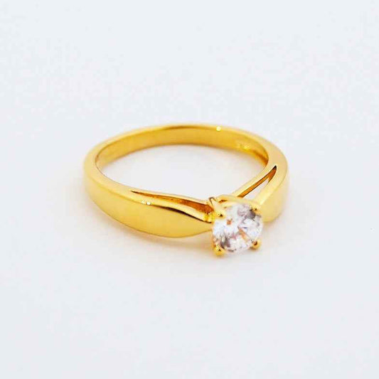 Bague petit doigt diamant en plaqué or • Jazsp