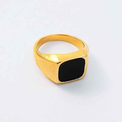 Chevalière onyx carrée pour femme • Popcorn