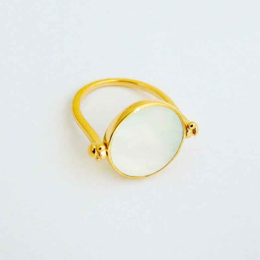 Bague nacre réversible plaqué or • Tory