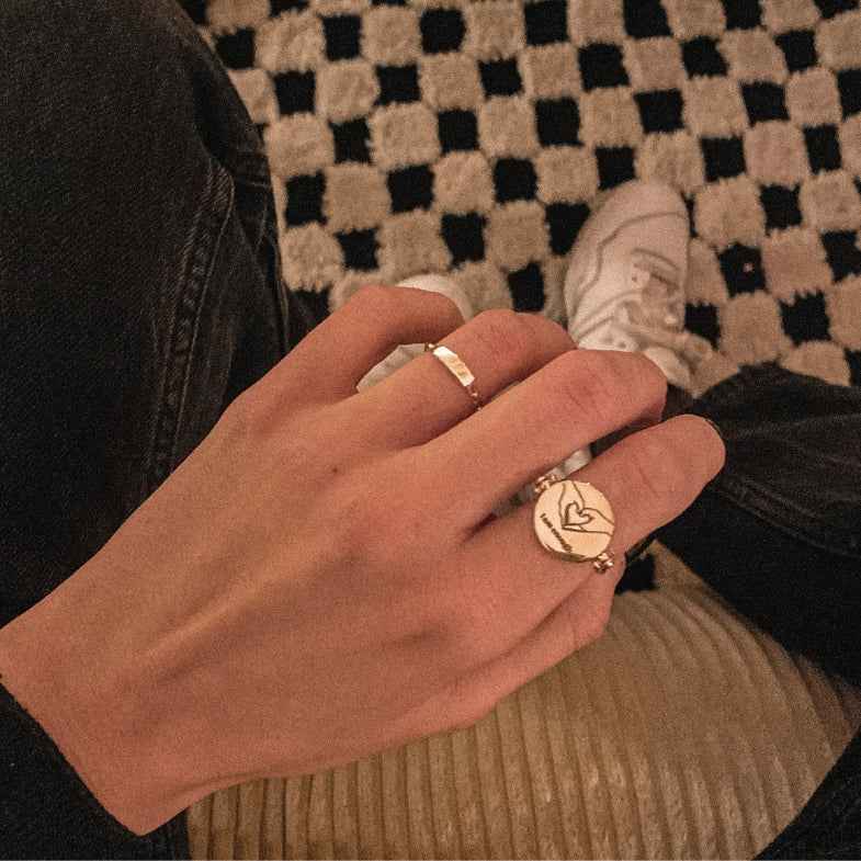 Bague nacre réversible plaqué or • Tory