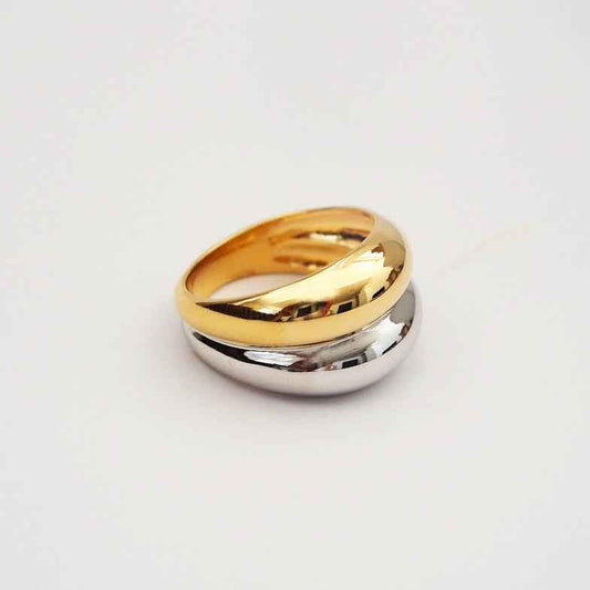 Bague bicolore argent et or • Dua