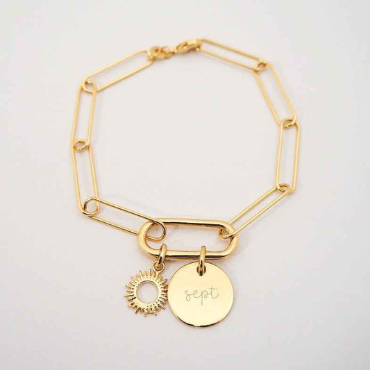 Bracelet médaille personnalisée plaqué or 18 carats • Lily