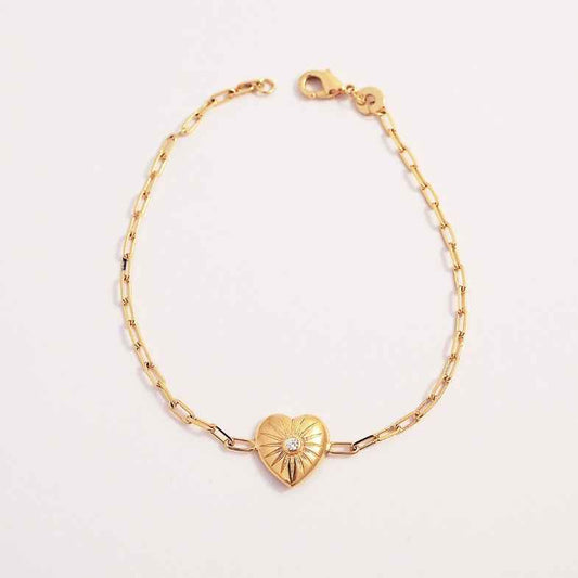 Bracelet cœur moderne doré à l'or 18 carats • Elio
