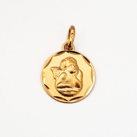 Pendentif ange médaille bapteme ange or jaune 18 carats enfant 