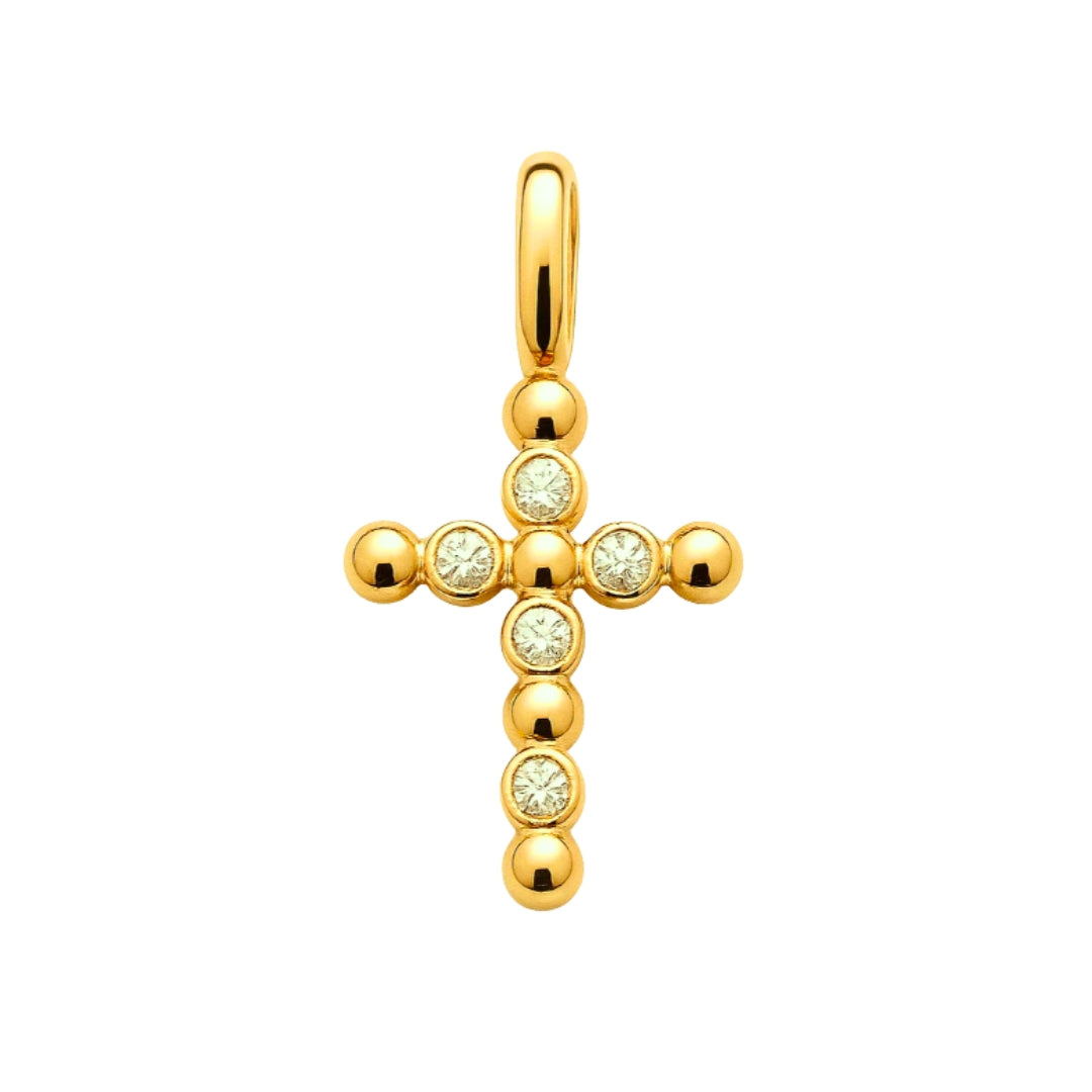 Pendentif croix perlée en plaqué or 18k • Alba