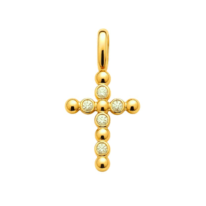 Pendentif croix perlée en plaqué or 18k • Alba