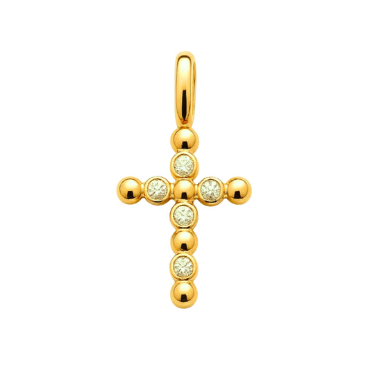 Pendentif croix perlée en plaqué or 18k • Alba