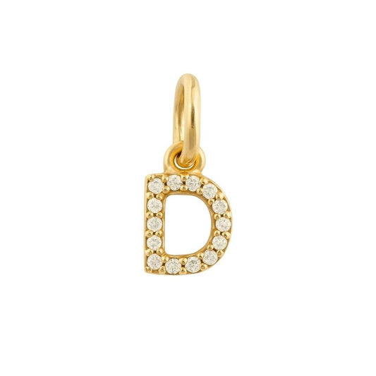 Pendentif lettre D en plaqué or 18 carats serti d’oxydes de zirconium – bijou personnalisé raffiné Ovation Bijoux