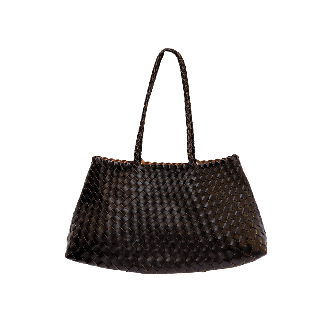 Sac cuir tressé marron – sac souple élégant Ovation Bijoux